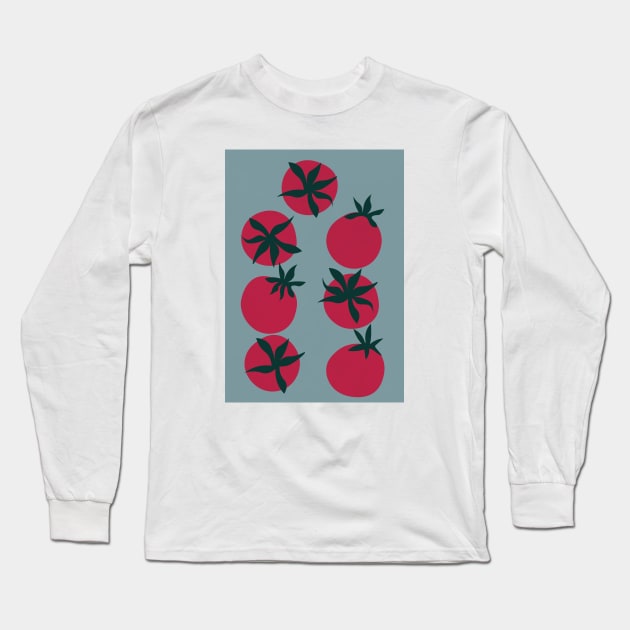 Tomato Kitchen Art, Retro Modern Print 2 Long Sleeve T-Shirt by Colorable